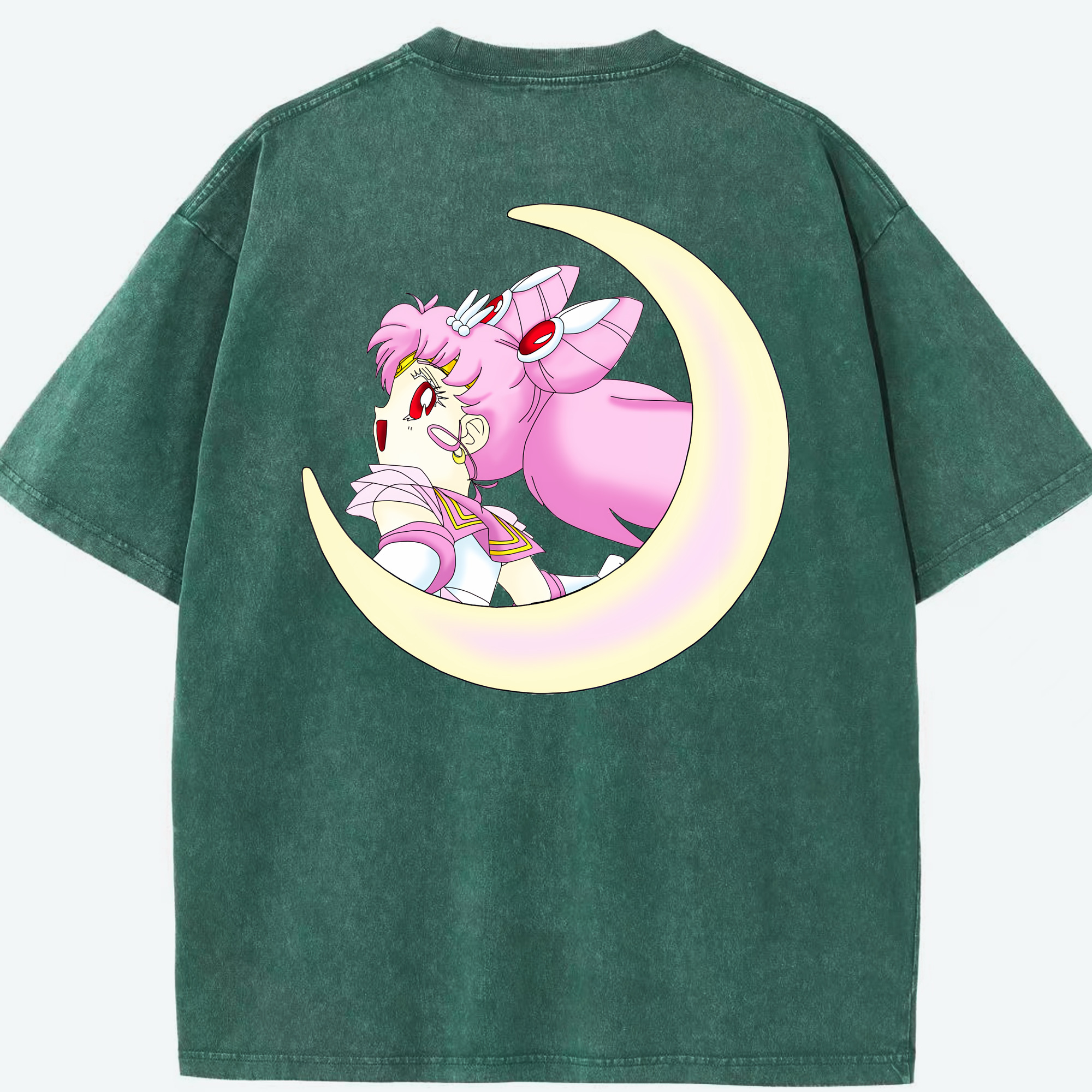 （画像用） 美少女戦士セーラームーン ちびうさ Sailor Moon Chibiusa Tsukino Usagi Small Lady Serenity 綿100% ヴィンテージ風 半袖Tシャツ（背面プリント）